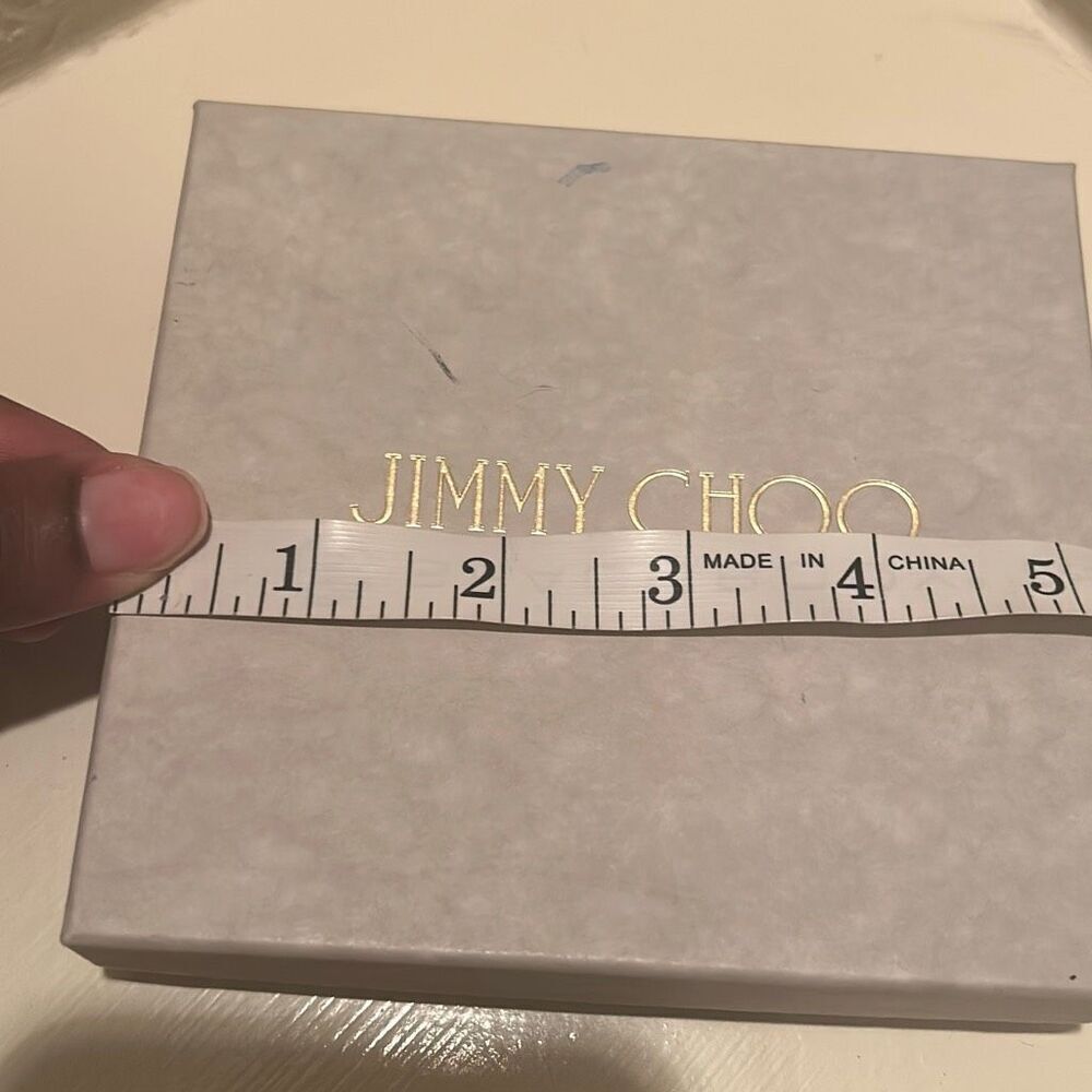 Jimmy Choo Small Square Box Light Gray Gold Lettering Luxury Storage Decor - Picture 6 of 10